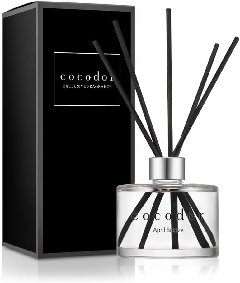 INCLUYE SOLO 2 PAJILLAS-COCODOR Signature - Difusor de 6.7 fl oz, con aceite de brisa de abril y varillas de junco, decoración para el hogar y la oficina, fragancias para regalar, 1 unidad