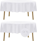 Mantel redondo impermeable Fokitut, paquete de 2, 178 cm, resistente a las manchas y a las arrugas, de poliéster, ideal para la cocina, el comedor, bodas, fiestas y cenas festivas (blanco).