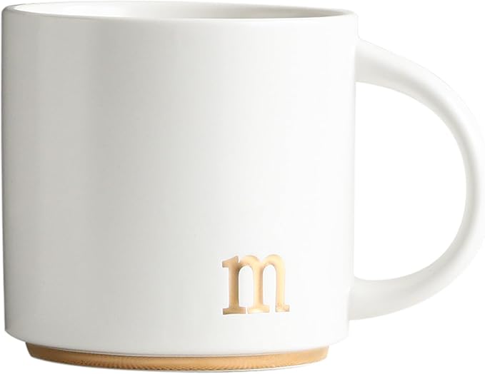 COLLECTIVE HOME - Tazas de cerámica con monograma, tazas de café con inicial dorada de 15 onzas, elegantes tazas de té del alfabeto, elegante taza personalizada con caja de regalo, tazas de lujo para