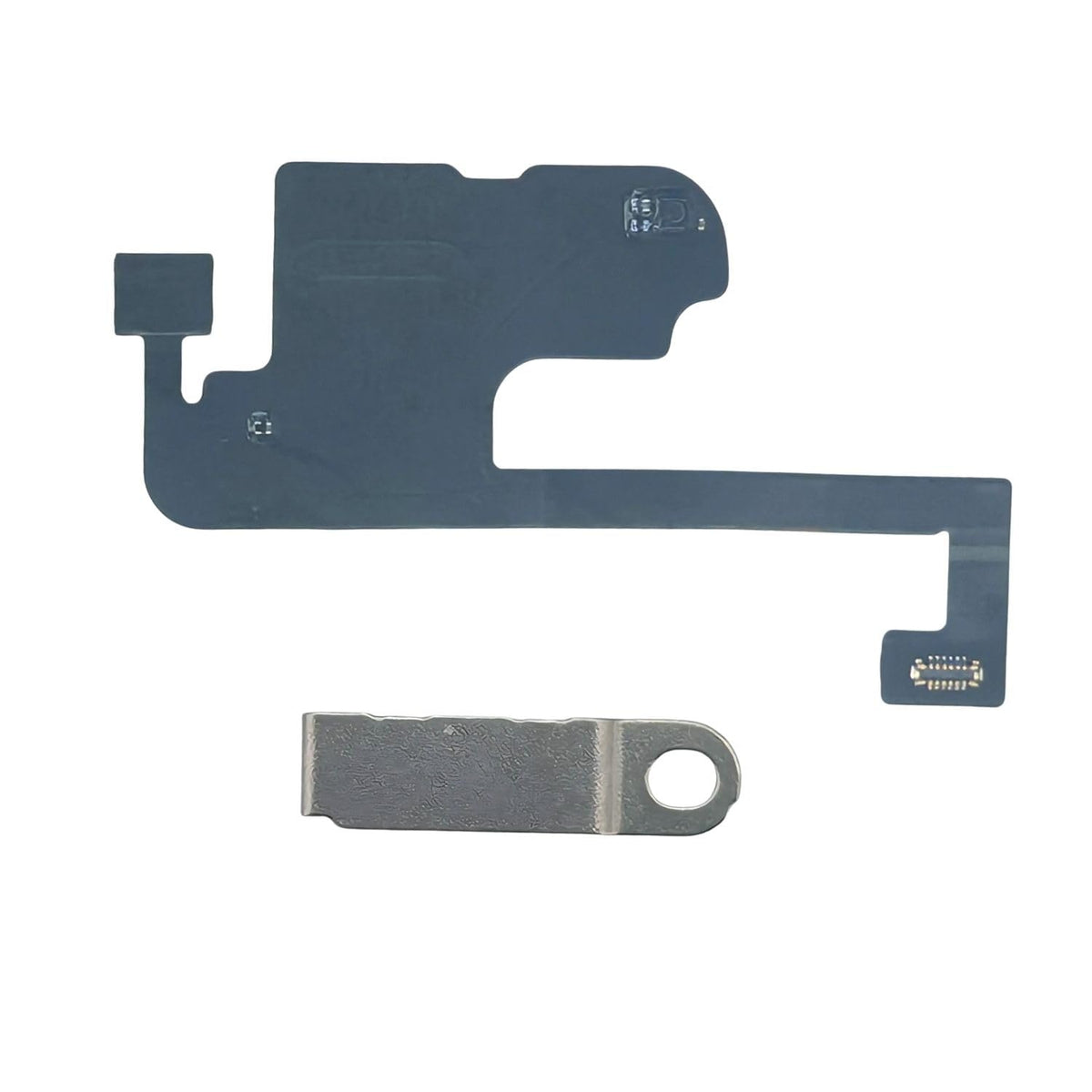 Cable flexible de repuesto para auricular con sensor de proximidad MEEFIX para iPhone 15 Plus - Incluye soporte metálico para altavoz y solución para sensor de luz ambiental.