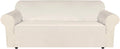 Fundas de sofá de terciopelo elástico H.VERSAILTEX de 3 plazas. Protector de muebles suave con base elástica antideslizante. Fabricadas en terciopelo grueso, cómodo y de alta calidad (para sofás de 183 a 228 cm, color marfil). 