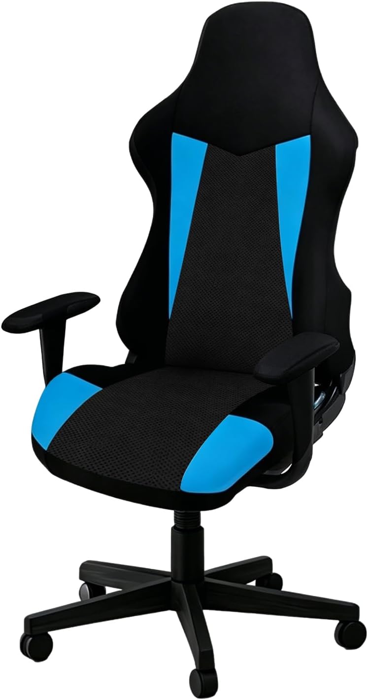 Fundas para sillas de juego PEKJI, fundas elásticas lavables a máquina para sillas de ordenador, videojuegos y oficina (azul)
