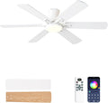 Abanico de Techo lspmke 52 Pulgadas con Luz LED y Control Remoto | Montaje Bajo, Silencioso y Reversible | 3 Tonos de Luz, Regulable, RGB | Blanco