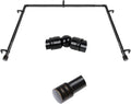 HOTOZON Bay Window Curtain Rods - 7/8" Heavy Duty Metal - Center Rod 48-84" + Side Rods 32-58" - 360° Corner Connectors - 22 lbs Capacity - End Cap Finials - Black