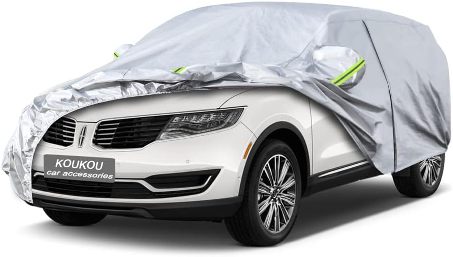 Funda para coche KouKou de 6 capas, ajuste personalizado para Lincoln MKX de 2006 a 2025, impermeable para todo tipo de clima, protección contra sol, lluvia, polvo y nieve. (Envío desde almacén en EE. UU., entrega en 3-7 días), color plata.