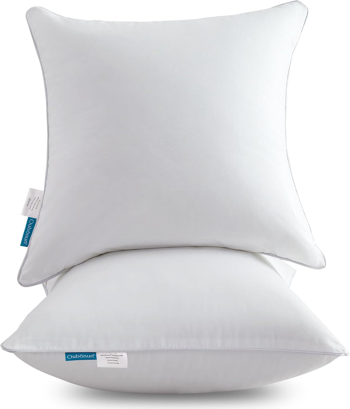 Relleno de Almohada Euro Oubonun 28x28 | Funda 100% Algodon | Cuadrados Decorativos para Sofa | Blancos | Set 2