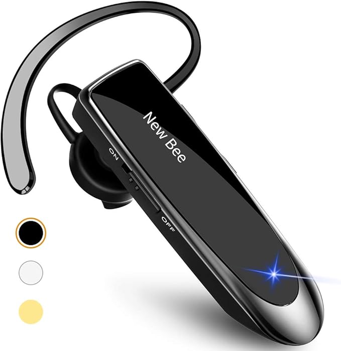 New bee Auricular Bluetooth V5.0 Auriculares inalámbricos manos libres con micrófono 24 horas Auriculares de conducción 60 días tiempo en espera para iPhone, Android, Samsung, portátil, camionero
