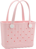 Bolso de mano de goma CXY, pequeño, impermeable, lavable, para playa, ideal para deportes, barcos, mercados y actividades al aire libre (rosa claro).