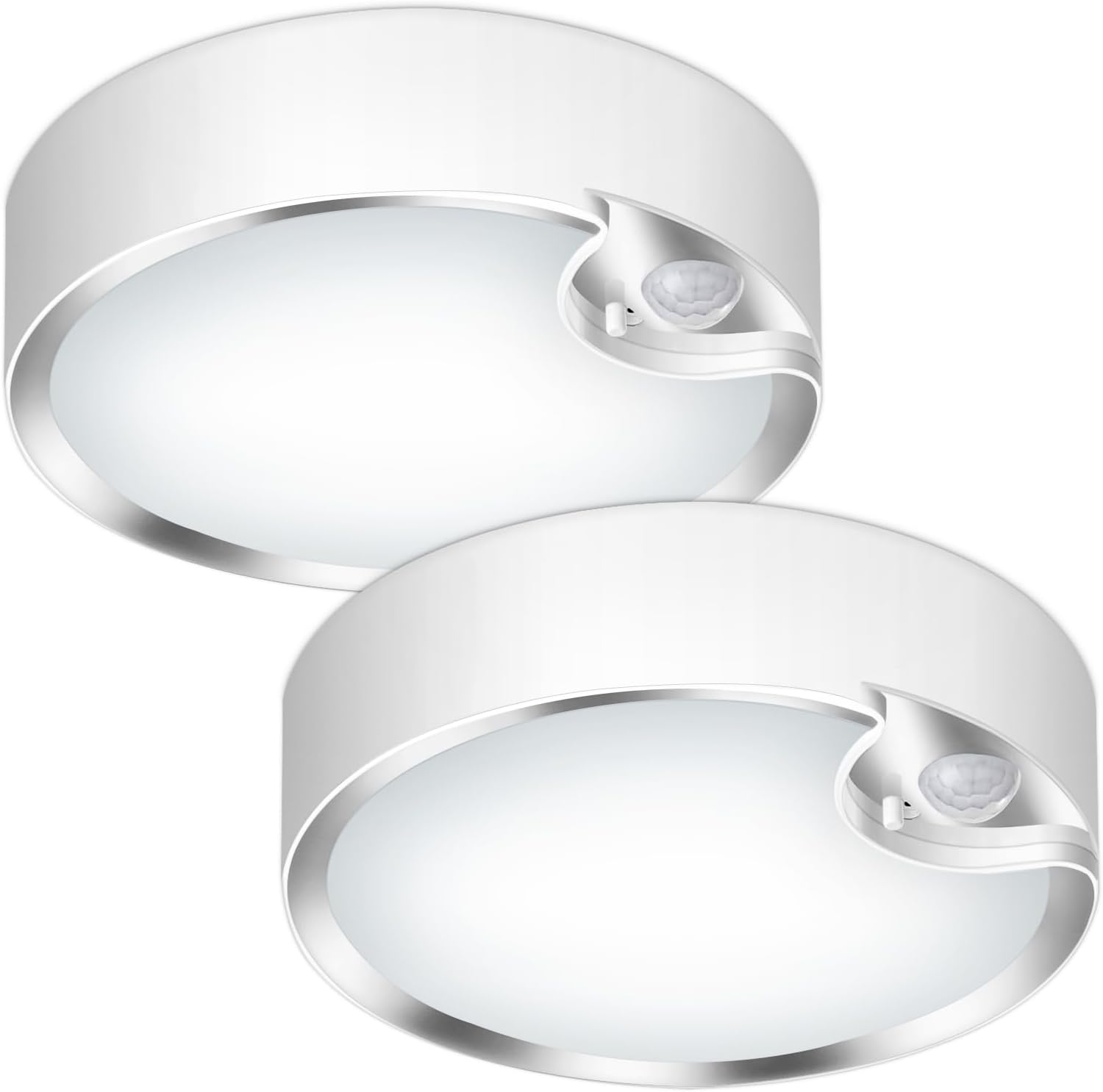 TOOWELL Motion Sensor Ceiling Light Battery Operated Indoor LED Ceiling Lights for Closet Hallway Pantry Laundry Stairs Garage Bathroom Shower Porch Shed Wall 400LM Motion Activated Light - 2 Pack