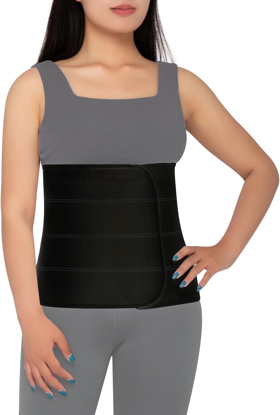USADO-Faja Abdominal Post Cirugia S para Hombres y Mujeres | 30cm de Alto Postparto Tummy Tuck Compresion Bariatrica 4 Paneles Negro