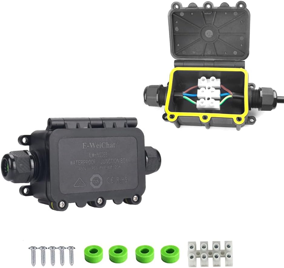 FALTAN TORNILLOS-Caja de Conexiones Exterior Impermeable IP68 | 2 Vias M20 | Kit de Reparacion de Cable de Extension y Conector de Cable Subterraneo Coaxial | 2 Piezas