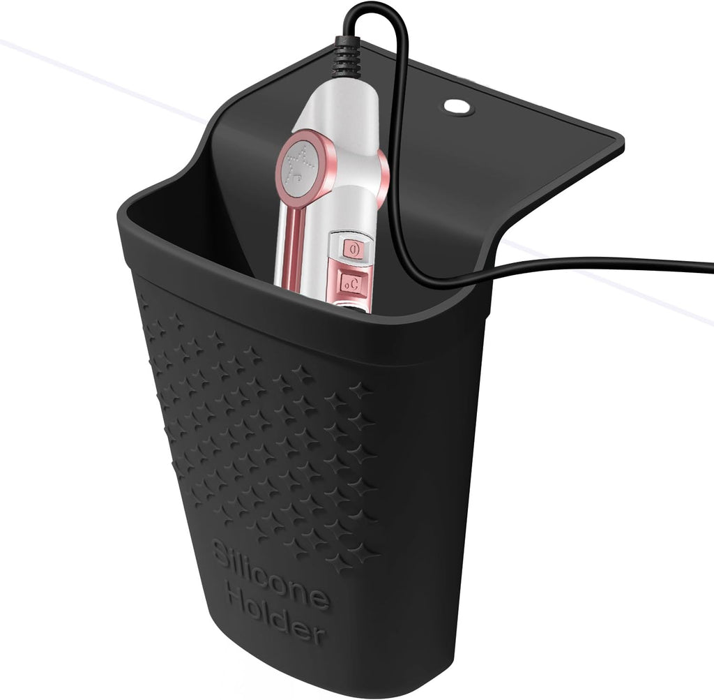 Soporte para plancha/rizador/alisador de pelo ZAXOP, organizador de silicona resistente al calor (negro).