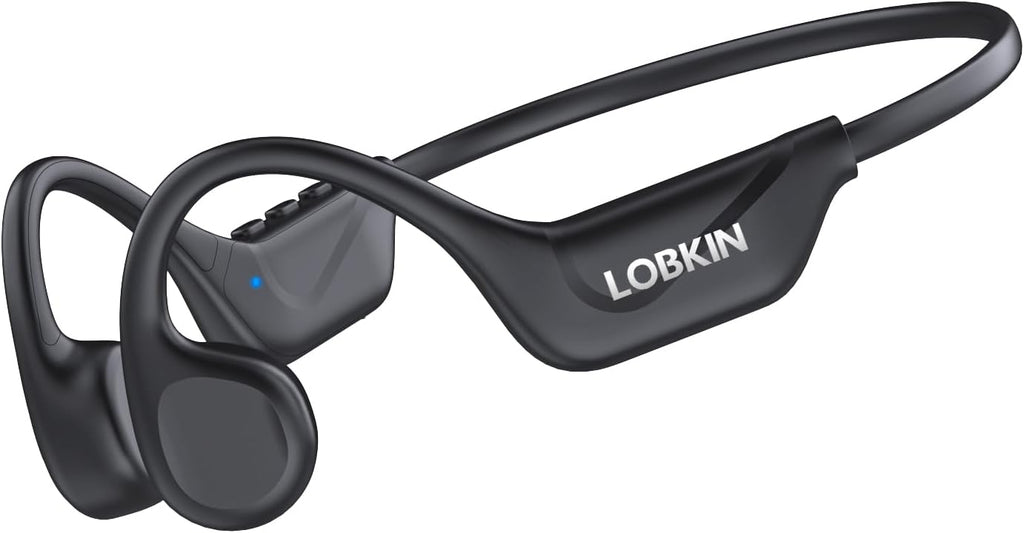 LOBKIN Audífonos de Conducción Ósea Bluetooth 5.4 | Oído Abierto Inalámbricos con Micrófono | IPX5 Impermeables | Deportivos para Correr, Gimnasio y Ciclismo