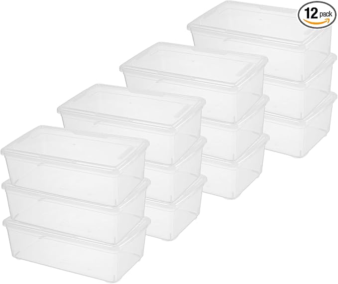 Novelinks Cajas de Almacenamiento Transparentes 6 Qt con Tapa | Apilables | Pack 6 Unidades | Organizador Hogar y Manualidades