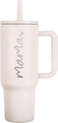 Vaso JETIKON Mama de 1,18 litros con tapa y pajitas. Regalos para el primer Día de la Madre para mamás primerizas. Regalos para futuras mamás, mamás y futuras madres.
