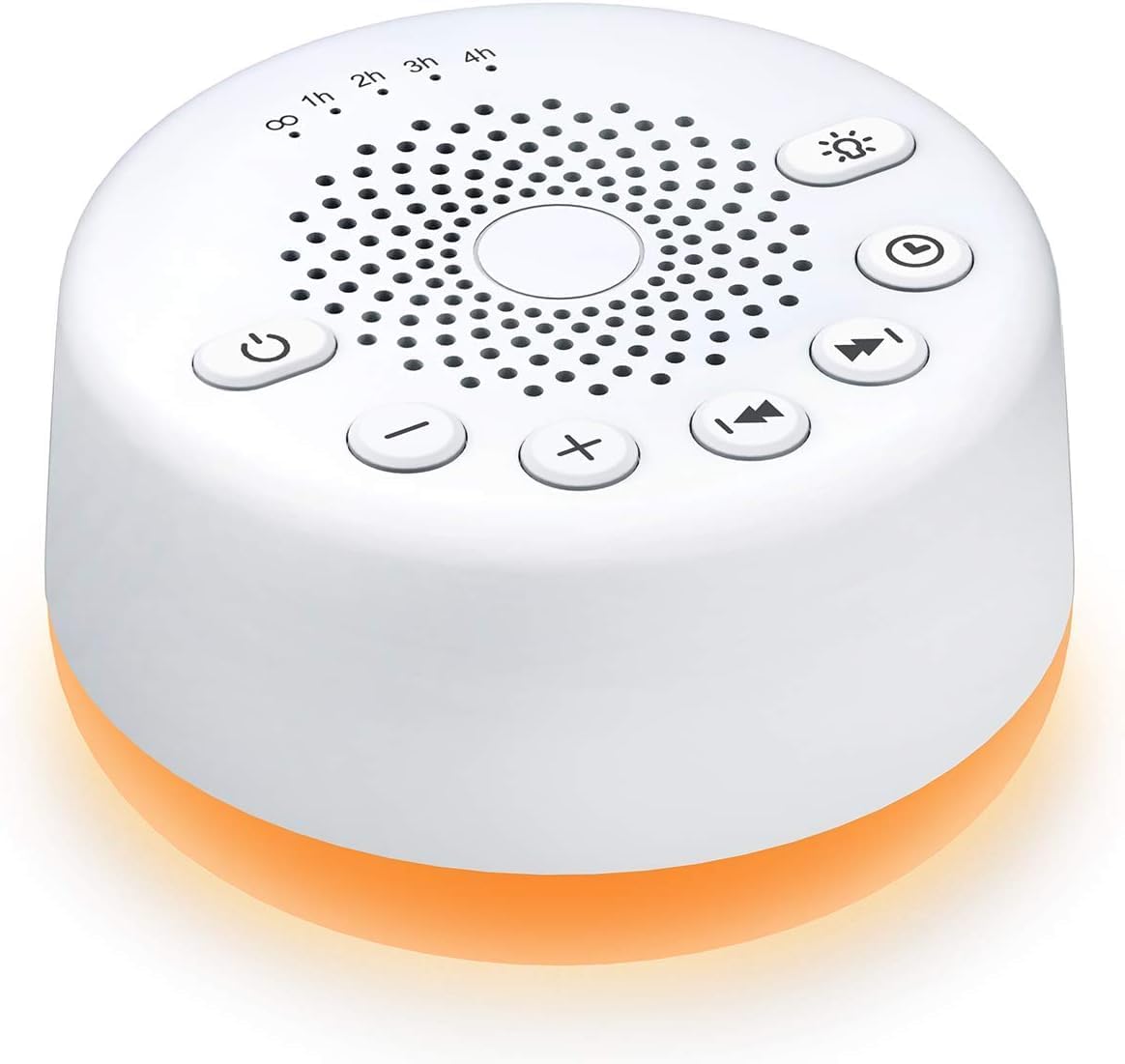Máquina de sonido Easysleep, generador de ruido blanco con 25 sonidos relajantes y luces nocturnas con función de memoria, 32 niveles de volumen y temporizador de apagado automático de 5 posiciones. Funciona con corriente alterna o USB para una