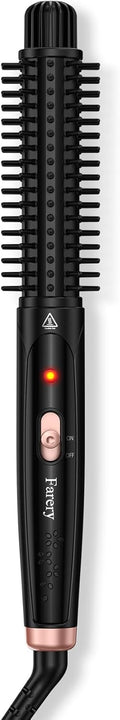 Cepillo rizador Farery de 2,5 cm, cepillo redondo con calor para rizos compactos y elásticos, cepillo caliente con cerdas duras anti-quemaduras, ligero, herramienta de viaje de doble voltaje, cable giratorio de 360°, calentamiento rápido de 210 °C.
