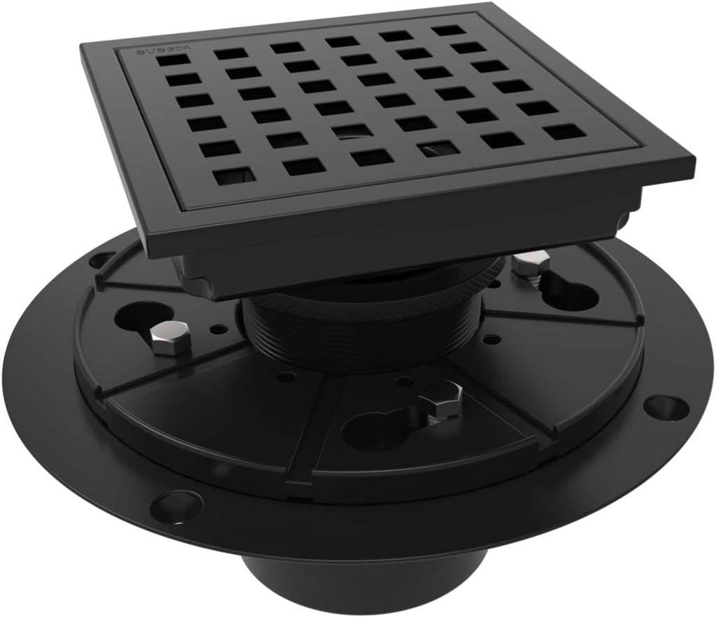 Desagüe de Ducha Cuadrado WEBANG 4" – Acero Inoxidable SUS 304 Negro Mate