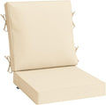 Cojín para Exteriores MIULEE Beige 20x20" – Impermeable, Resistencia al Color 3 Años | Asiento y Respaldo con Lazos para Patio