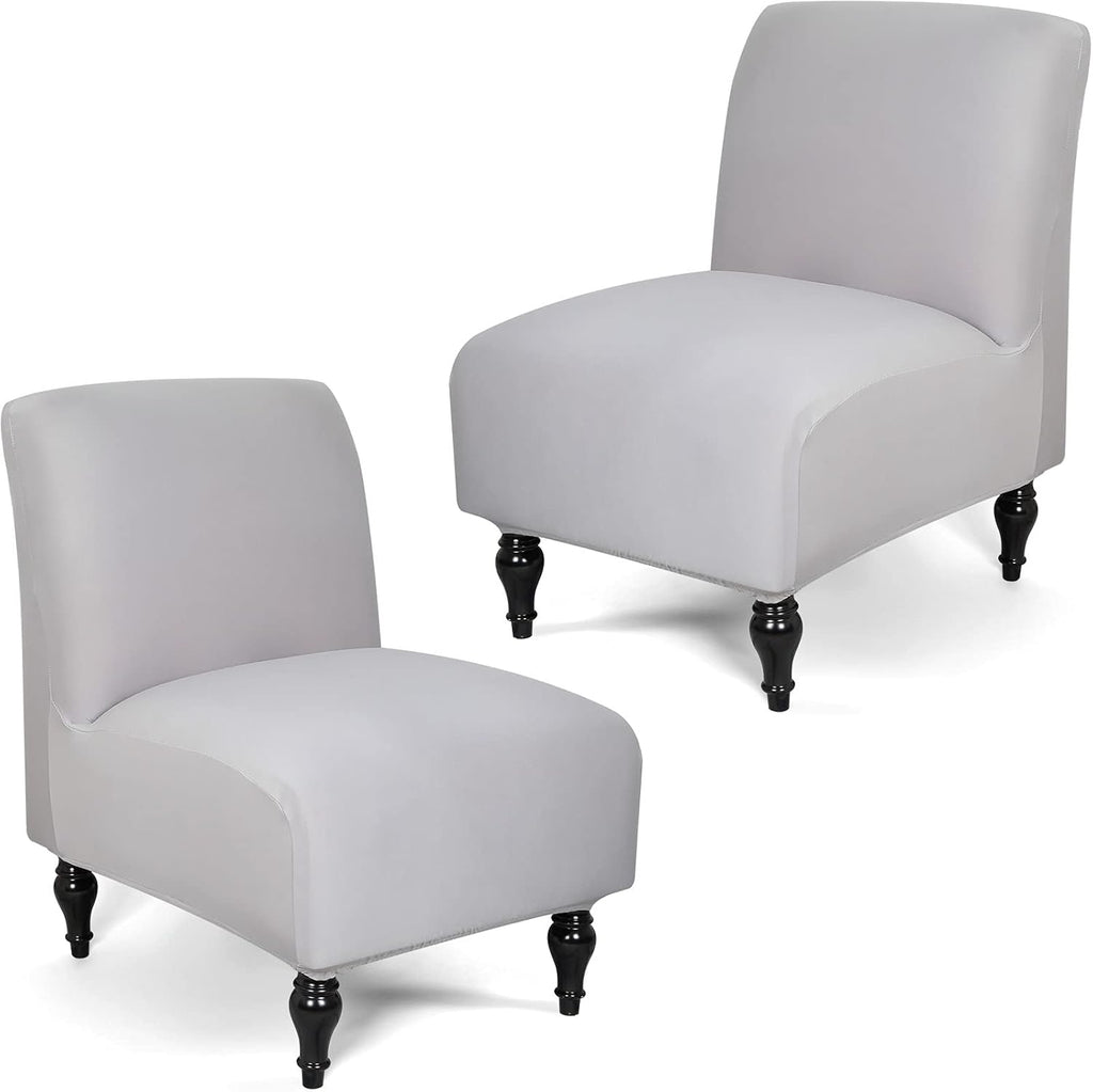 Liykimt Armless Accent Chair Cover Slipcover，Slipper Chair Stretch Spandex Removable for Armless Chair Furniture Protector Covers for Living Dining Room Hotel (Light Gray, 2)