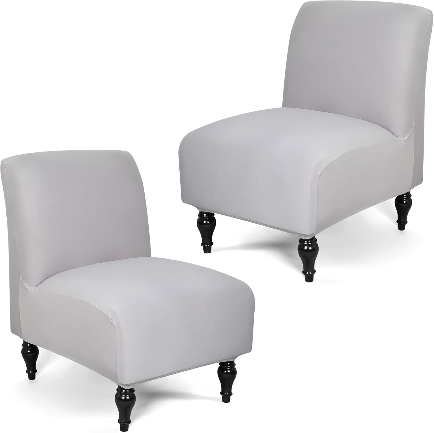 Liykimt Armless Accent Chair Cover Slipcover，Slipper Chair Stretch Spandex Removable for Armless Chair Furniture Protector Covers for Living Dining Room Hotel (Light Gray, 2)