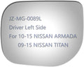 Cristal de espejo JZSUPER compatible con Nissan Armada 2010-2015 y Nissan Titan 2009-2015. Cristal plano de repuesto para el lado del conductor (sin calefacción).