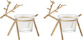 Cabilock - 2 portavelas navideños con forma de reno, portavelas de cristal con forma de ciervo para decoración navideña, bodas y eventos especiales 