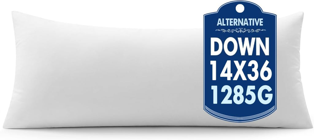 Relleno de Almohada Lumbar 14x36 Pulgadas Ultra Suave – Fibra Sintética Tipo Plumón para Sofá, Cama y Cuerpo | MIULEE