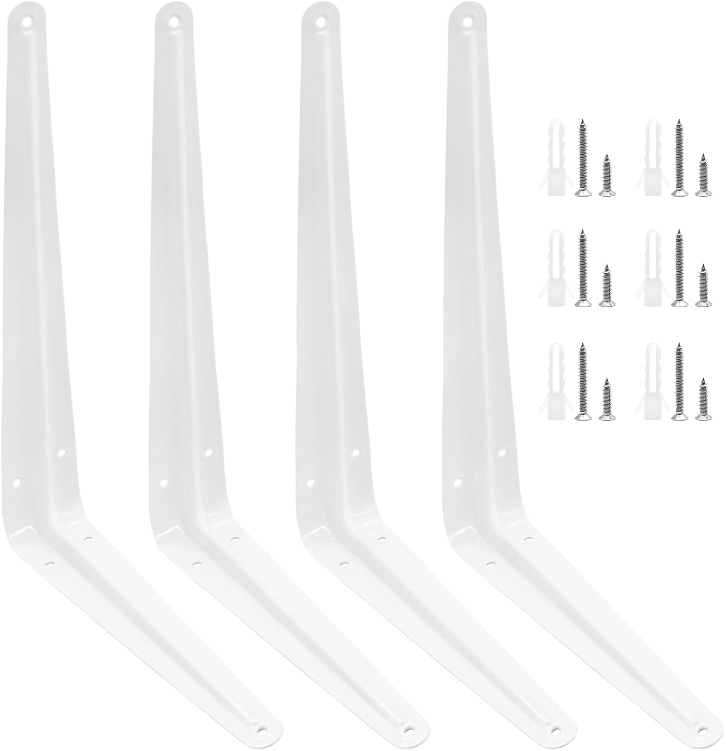 Uenhoy Paquete de 10 soportes de estante blancos de 12 pulgadas, soportes flotantes de metal resistentes en L para estantes, soportes de esquina angulares de montaje en pared (12 x 10 pulgadas)