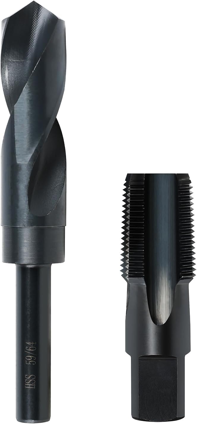 RURITKIT Set de Macho y Broca 3/4-14 NPT | Broca 59/64 Acero al Carbono Herramienta de Roscado para Plomeria DIY