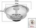 Colador de fregadero de cocina, cesta de recogida de alimentos, tapón de acero inoxidable, tapón de filtro de drenaje, colador de drenaje de baño, recogedor de pelo, 83 mm de diámetro (#!)
