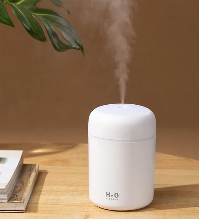 Mini Humidificador Portátil USB 300ml – Luz LED, 2 Modos de Niebla y Apagado Automático
