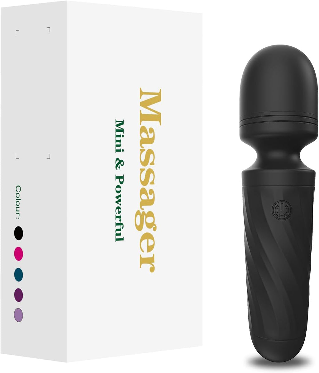 VIENE CON UN DAÑO-KINGWAND Mini Masajeador Personal de Mano | Impermeable, Recargable por USB | 10 Modos de Vibración | Ideal para Espalda, Piernas y Recuperación Deportiva | Negro