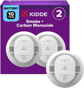 Detector de humo y monóxido de carbono Kidde, funciona con pilas durante 10 años, indicadores LED de estado, alarma de 85 dB, 5 pulgadas, 30CUD10, paquete de 2