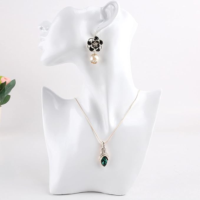 Maniquí de joyería de resina de 7 pulgadas, soporte de exhibición de cadena para aretes, soporte de exhibición de joyas, soporte para modelo, para espectáculos de venta de decoración del hogar, color blanco