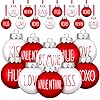 Set de 18 Adornos de Bolas Decorativas Rojo y Blanco 2.36" – San Valentín y Navidad | Vinsot