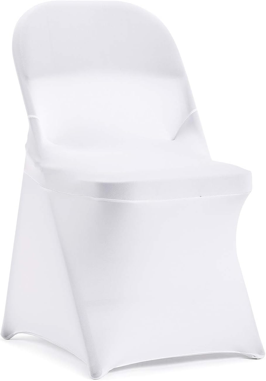 Set de 20 Fundas de Silla Plegable bricia | Spandex Elástico Blanco | Protectores para Comedor, Boda, Banquete y Fiesta