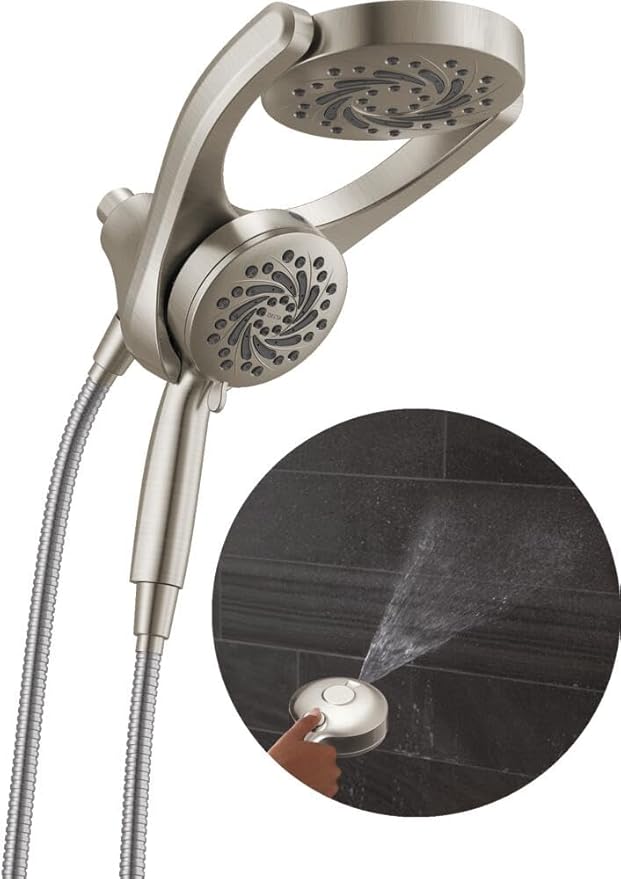 Delta HydroRain 2-in-1 Dual Shower Head con ProClean | 5 Ajustes | 1.75 GPM | Níquel Satinado 75419SN