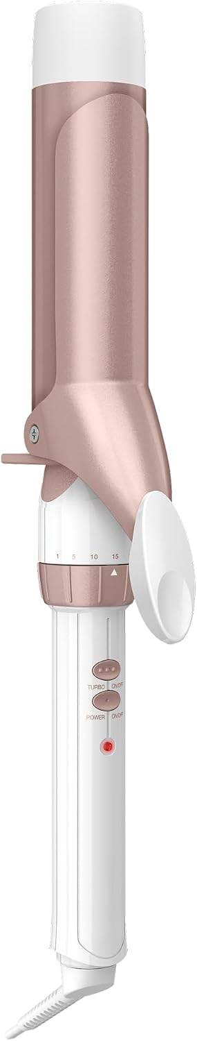 Rizador Conair Double Ceramic 1½ Pulgadas – Ondas y Rizos Suaves para Cabello Medio y Largo, Blanco/Oro Rosa