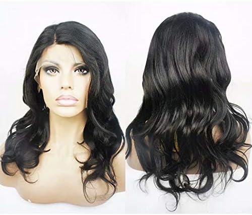 Peluca frontal de encaje ondulada y con movimiento para mujer negra NLW Cabello humano negro natural, de 8 pulgadas