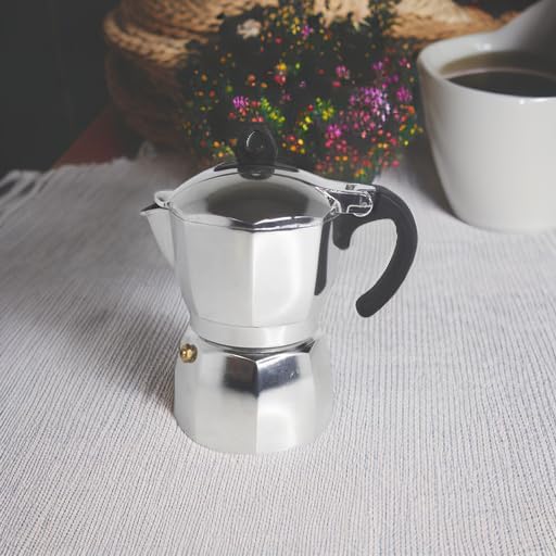 Imusa Cafetera Italiana 6 Tazas para Estufa – Percoladora con Perilla en Forma de Corazón, Plateada