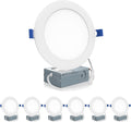 Meconard - Pack de 6 luces LED empotrables de techo ultrafinas de 6 pulgadas, luz diurna de 5000 K, regulables (12 W = 110 W), 1050 lm, con certificación IC, Can-Killer, caja de conexiones, certificación ETL y Energy Star 