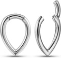 Casvort Pack de 2 Pesas de Oreja en Forma de Gota | Acero Inoxidable 316, Hipoalergenicas, 4g, Plateadas, Joyeria Corporal para Expansiones