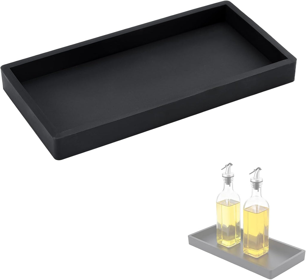 SOLO VIENE FUNDABandeja para aceite de encimera de cocina, bandeja para botellas de aceite, hecha de silicona suave, protege las botellas de vidrio.