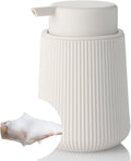 YAUKPH Dispensador de Jabón Espuma a Rayas 11oz | Bomba Antigoteo | Para Baño y Cocina | Beige