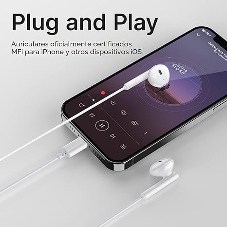 Auriculares con Cable Lightning para iPhone – Micrófono HD y Control Remoto