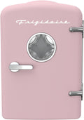 Mininevera portátil Frigidaire EFMIS171 estilo retro: ideal para el hogar, la oficina o la residencia estudiantil. Incluye asa de transporte y cargador de pared/automóvil AC/DC (rosa).
