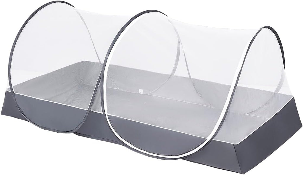 Red Mosquitera Pop-Up MENGERSI para Cama – Dosel Plegable Portátil para Camping, Viaje y Patio, Sin Instalación (Gris)