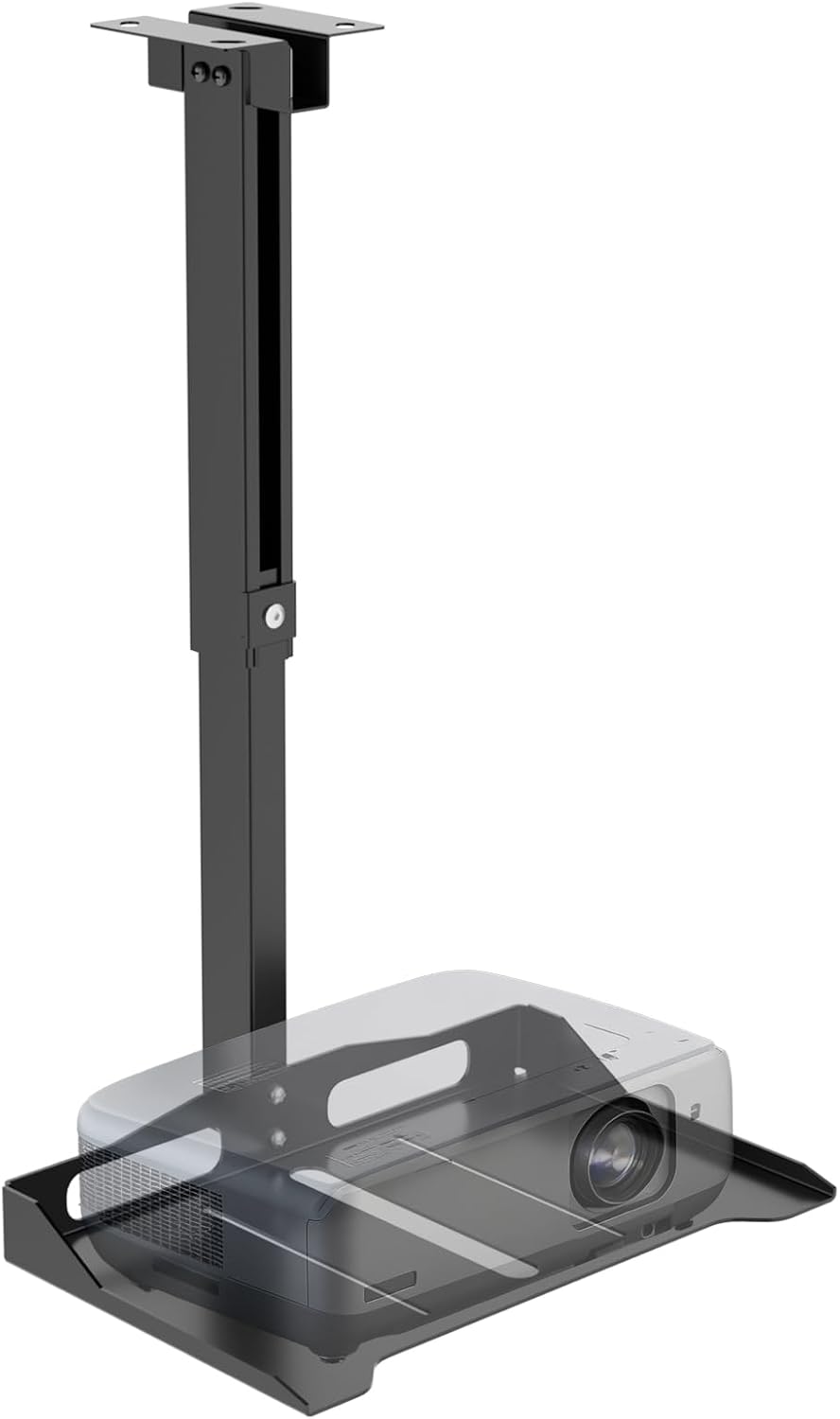 Bandeja de montaje en techo para proyector WALI, soporte de pared ajustable en altura para proyectores, gestión de cables oculta, compatible con proyectores de hasta 10 kg (22 lb), plataforma de 34,8 cm x 22 cm (13,7" x 8,6"), color negro (PM-005-B)