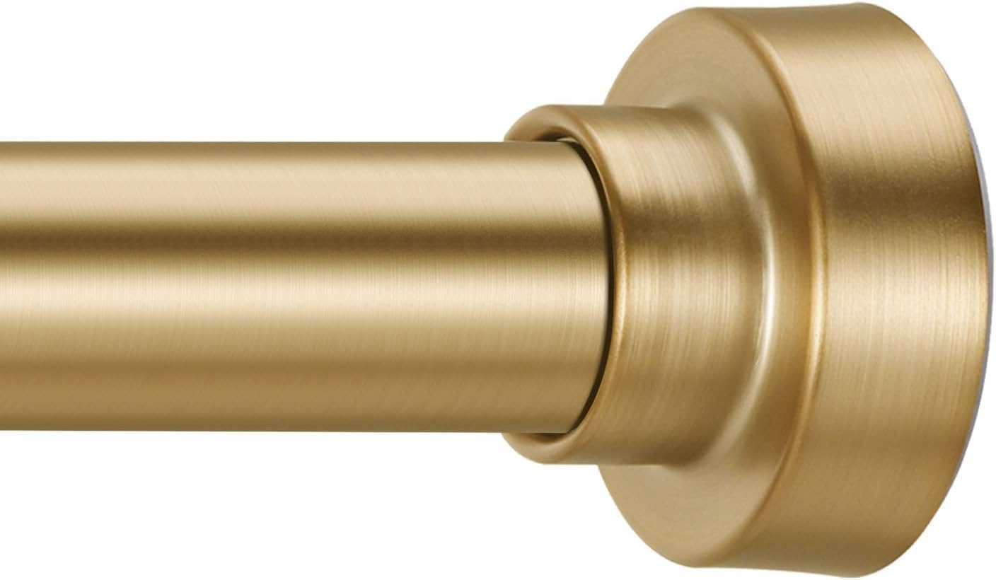 YNL Shower Curtain Rod 34-82 Inches (2.8-6.8ft) Adjustable Spring Shower Rod No Drilling, Non-Slip, Never Rust, Stainless Steel, Suitable for Bathroom Window Living room, Gold